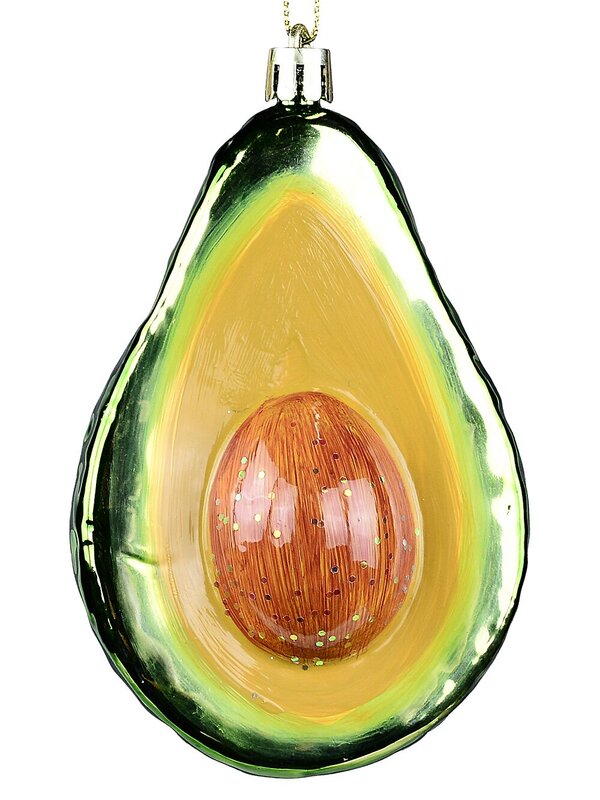 Glossy Green Half Avocado Whimsical Essential Ornament | 11cm