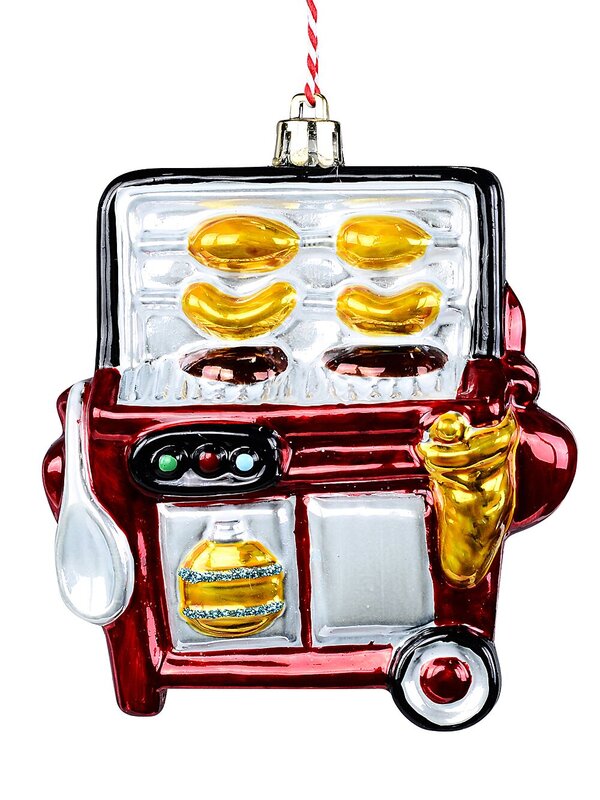 Glossy Red Festive BBQ Grill Whimsical Essential Ornament | 10cm
