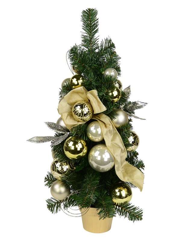 Gold & Champagne Bauble Pre-Decorated Pine Table Top Tree - 65cm