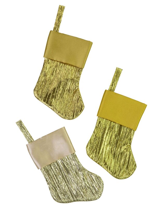 Gold & Champagne Pleated Mini Stockings With Satin Cuff - 6 x 15cm
