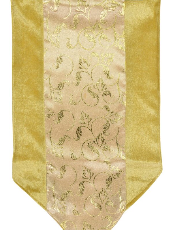 Gold Christmas Table Runner With Printed Organza Centre Panel - 1.8m