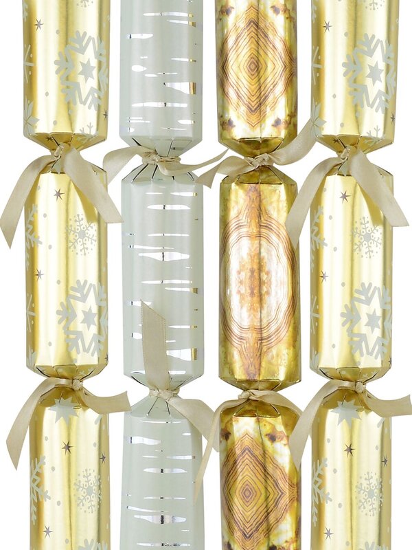 Gold & Cream With Various Patterns Christmas Cracker Bon Bons - 12 x 25cm