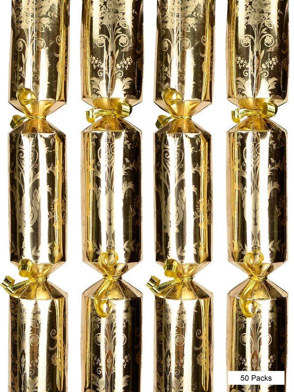 Gold Fleur De Lis Pattern On Shiny Gold Christmas Cracker Bon Bons - 50 x 28cm