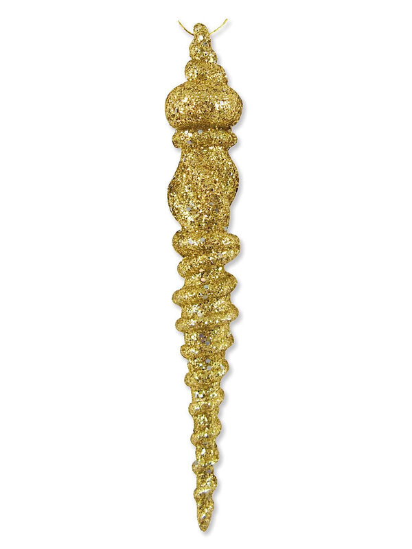 Gold Glittered Finial Design Icicles - 12 x 13cm