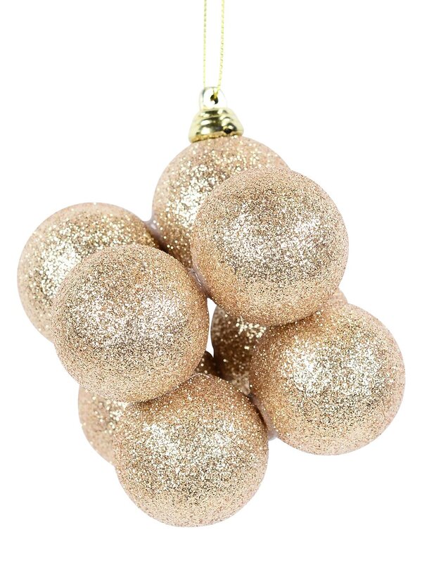 Gold Glittered Geometric Bauble Cube Whimsical Essential Ornament | 75mm