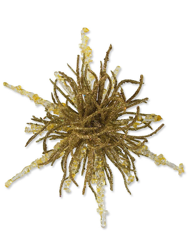 Gold Glittered Snowflake Hanging Ornament - 14cm