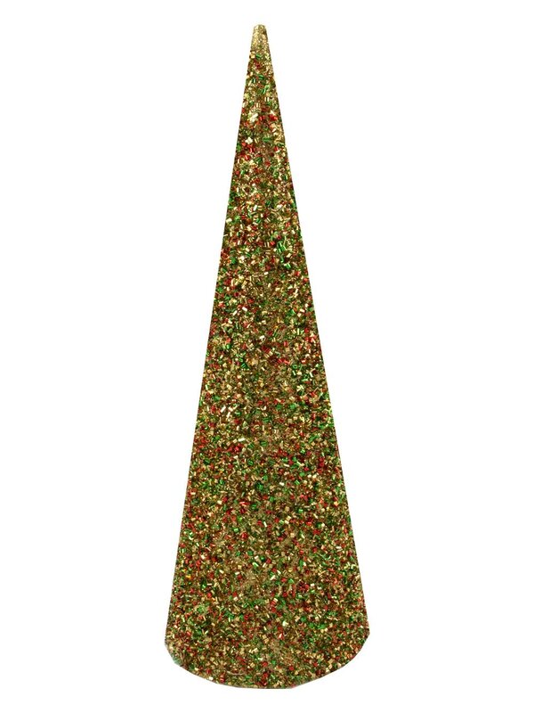 Gold Glittered Table Top Tree With Beads Ornamental Trees - 30cm