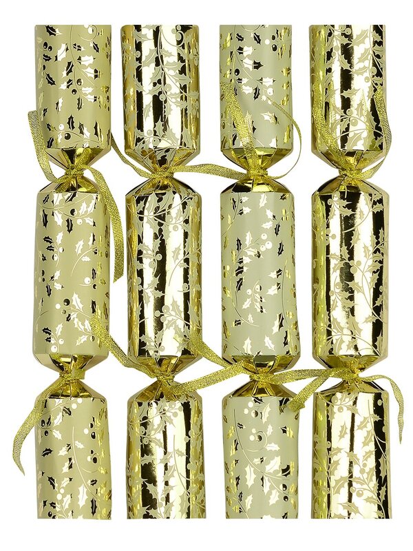 Gold Holly On Cream & Cream Holly On Gold Bon Bons - 12 x 30cm
