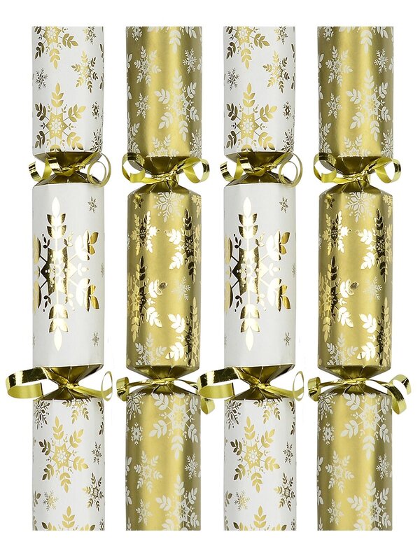 Gold & White With Gold & White Snowflakes Bon Bons - 6 x 22cm