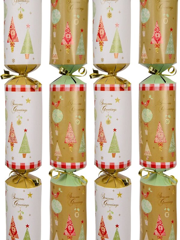 Gold & White With Trees, Birds & Decorations Bon Bons - 40cm x 6 Pack