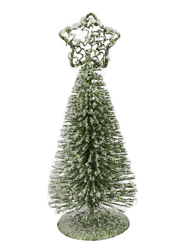 Green Frosted Wire Tree Table Top Ornament - 15cm