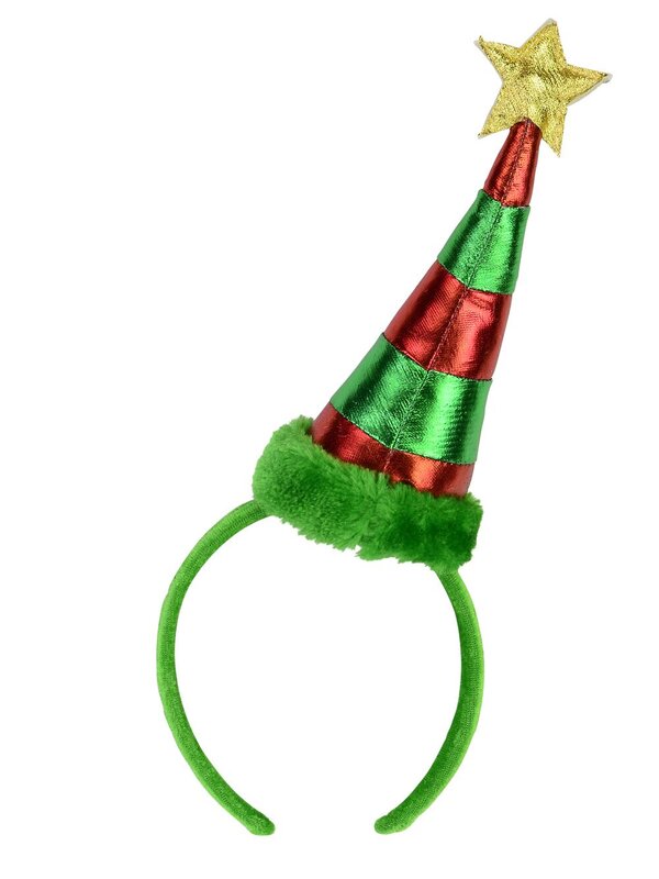 Green Headband with Red & Green Santa Hat & Gold Star - 32cm