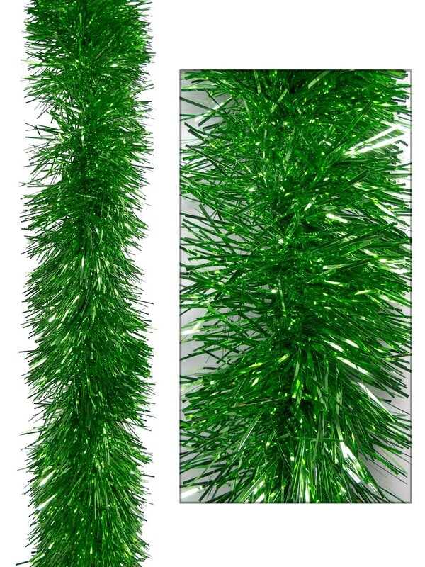 Green Metallic 8ply Tinsel Garland - 15cm x 5m
