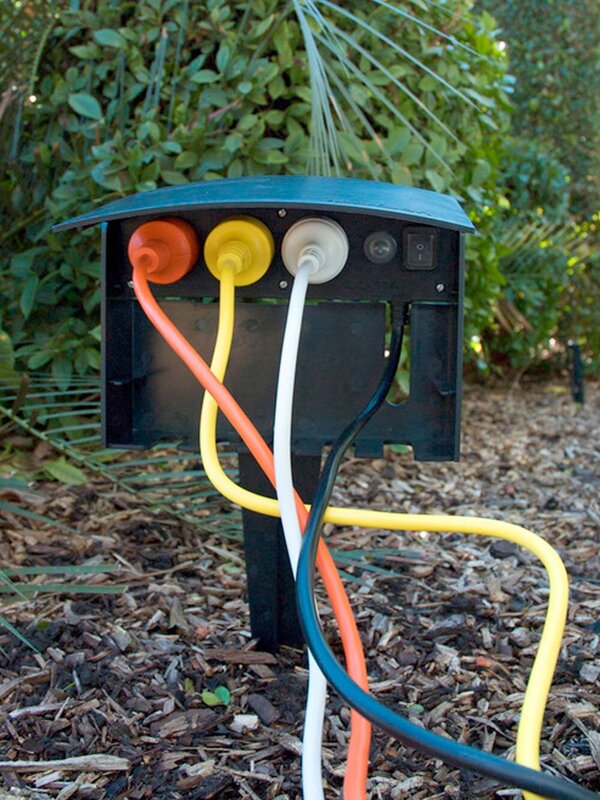 Ground Or Wall Mountable Outdoor Powerstake With Three Outlets - 40cm