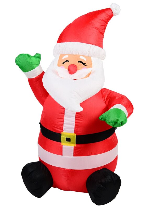 Happy Greeting & Sitting Santa Illuminated Christmas Inflatable Display - 1.2m