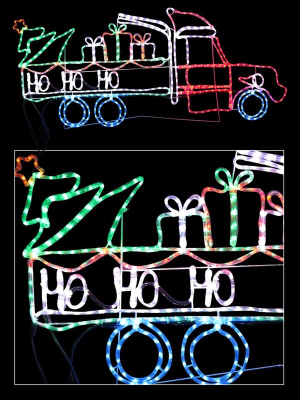 Ho Ho Ho Christmas Truck LED Rope Light Silhouette - 1.8m