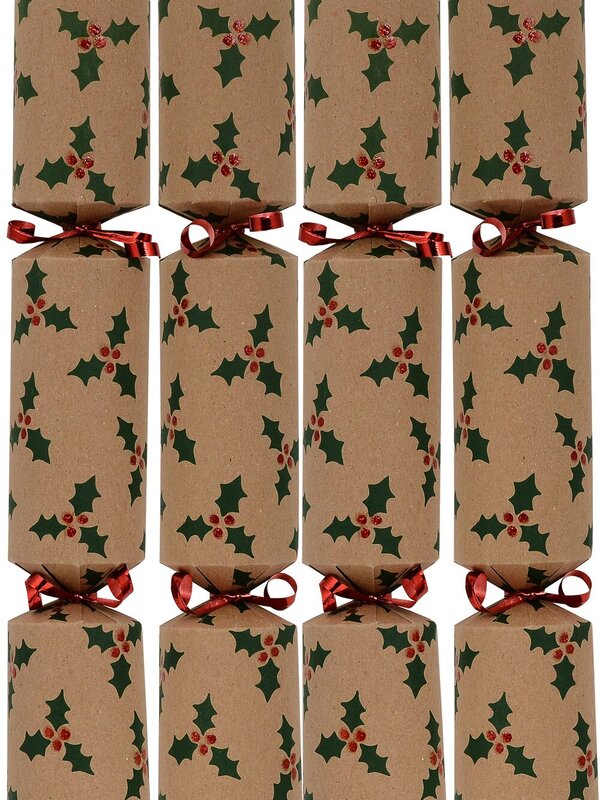 Holly Leaf & Berries On Kraft Paper Christmas Cracker Bon Bons - 50 x 30cm