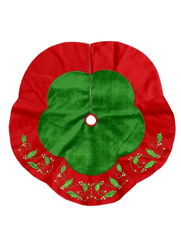 Holly Leaf Design Scallop Tree Skirt - 1.2m