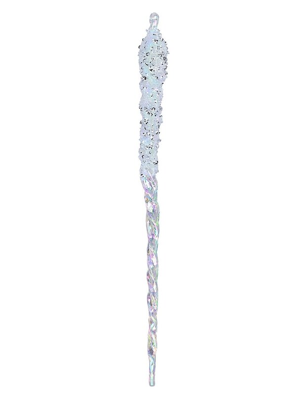 Iridescent Frost & Silver Sequin Twist Icicle Whimsical Essential Ornament | 27cm