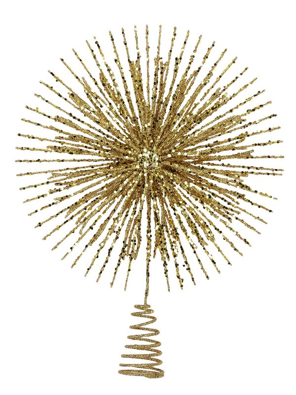 Large Gold Glitter Starburst Christmas Tree Topper | 38cm
