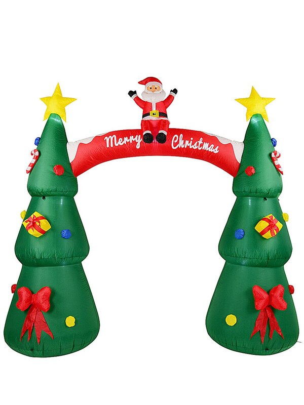 Large Santa & Decorated Christmas Trees Archway Outdoor LED Inflatable | 2.5m