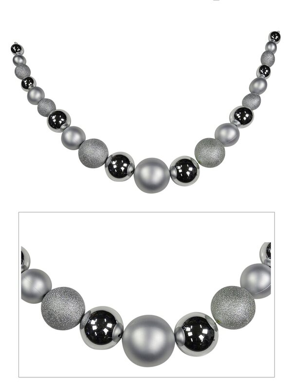 Large Silver Bauble Swag Garland - 1.8m