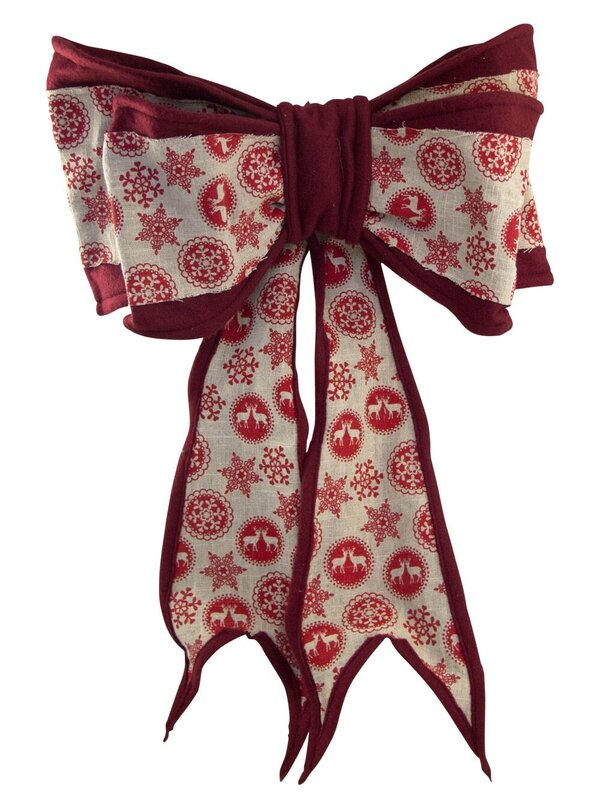 Large Snowflake Printed Pattern Hessian Bow - 58cm