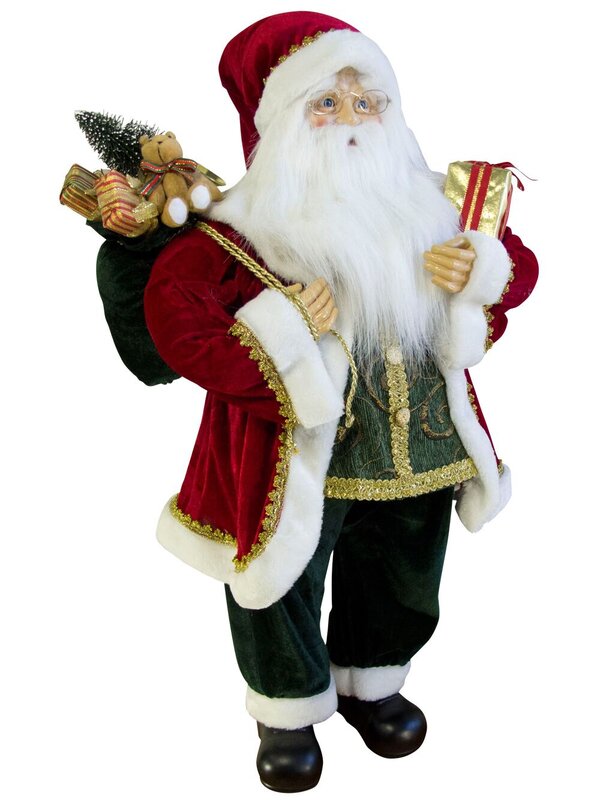 Large Standing Decorative Santa With Presents & Sack - 94cm