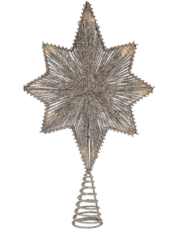 Large Warm White LED Champagne Star Of Bethlehem Tree Topper | 42cm