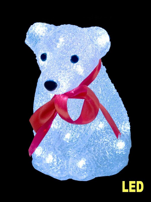 LED Acrylic Polar Bear Cub Ornament - 19cm