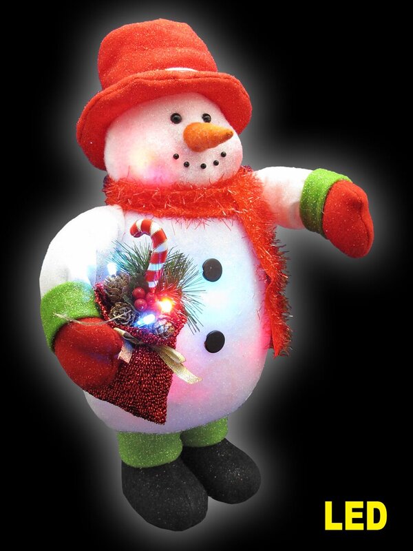 LED Standing Dacron Snowman Illuminated Ornament - 47cm