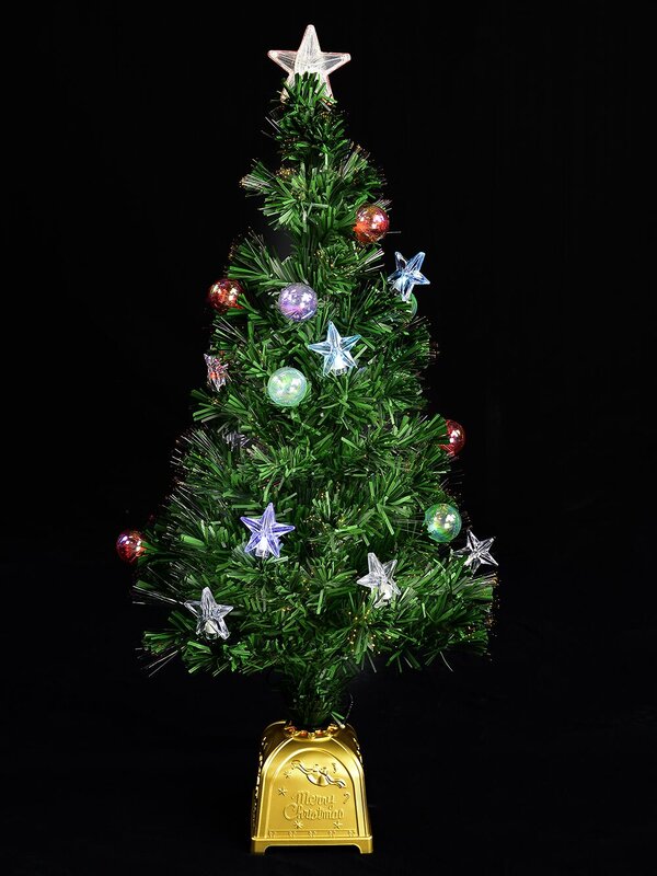 LED Star & Bauble Fibre Optic Tree - 90cm