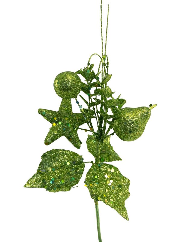 Lime Green Pick With Assorted Decorations - 14cm