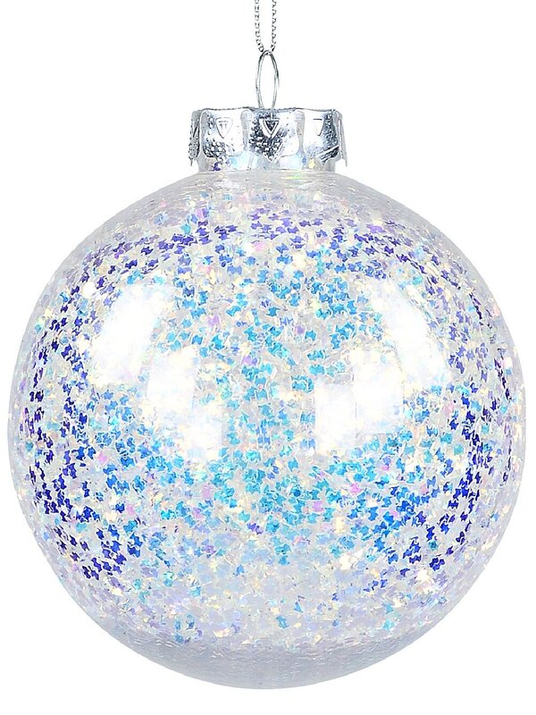 Lustrous Clear Iridescent Flake Signature Bauble | 10cm