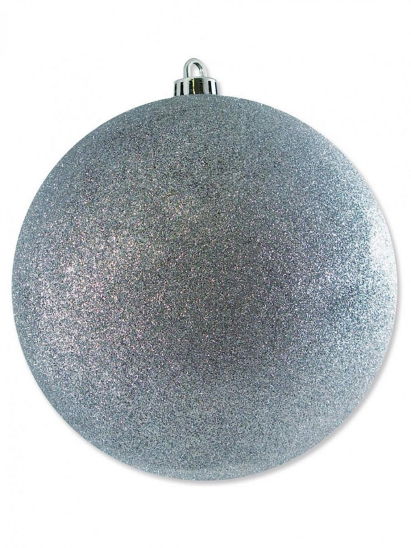 Majestic Silver Glitter Large Display Bauble | 20cm