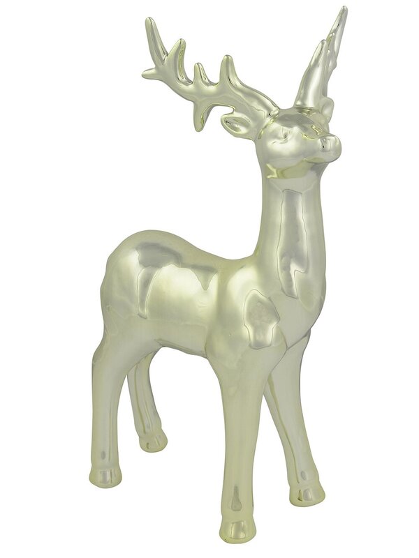 Majestic Standing Ceramic Champagne Reindeer Ornament - 32cm
