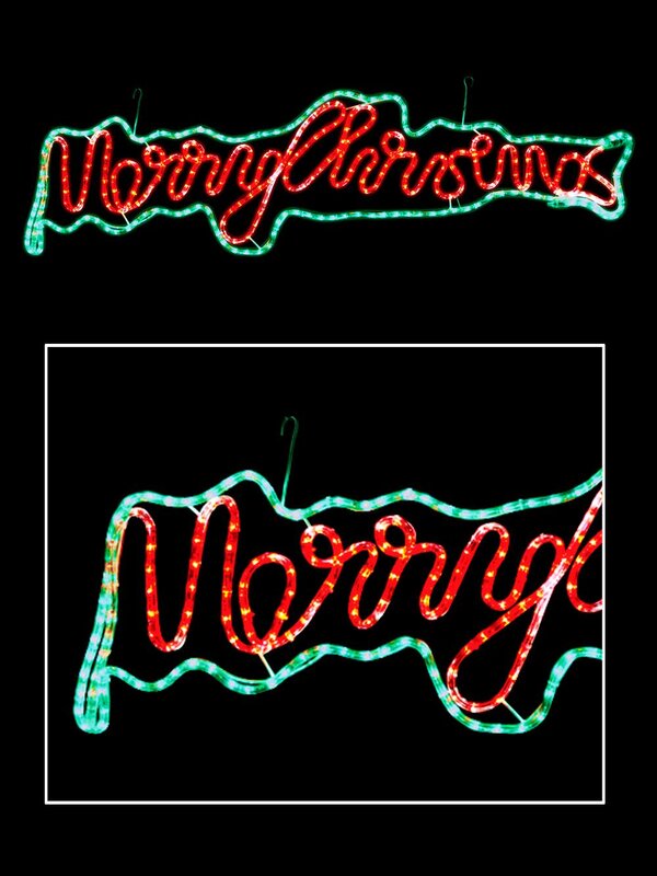 Merry Christmas With Border LED Rope Light Silhouette - 1.5m