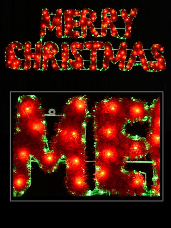 Merry Christmas With Border LED Rope Light Silhouette - 1.6m