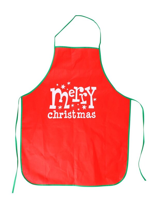 Merry Christmas With Stars Red Polyester Apron - 1 Size Fits Most