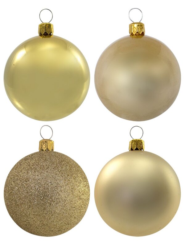 Metallic, Matte, Glitter & Pearl Gold Baubles - 16 x 60mm