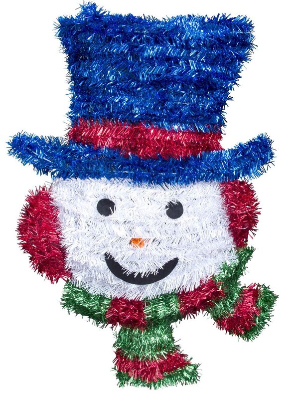Metallic Tinsel Snowman Head Hanging Decoration - 83cm