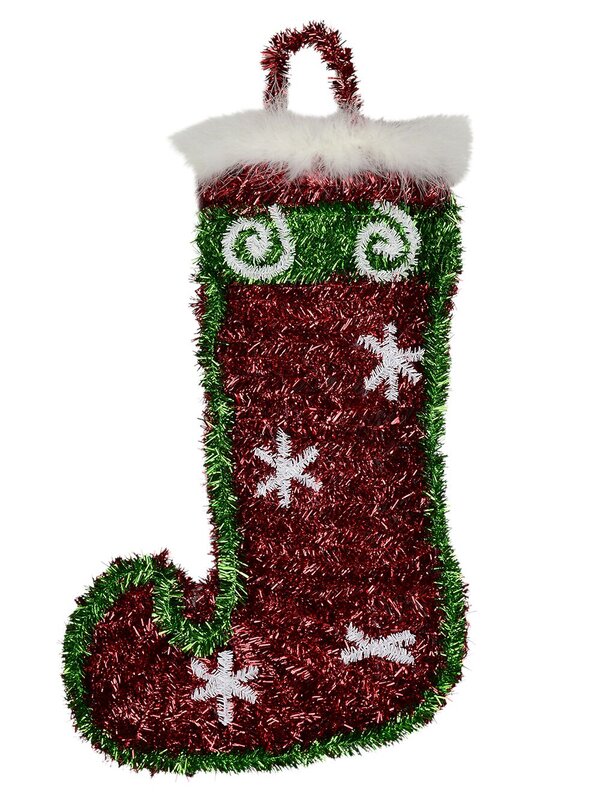 Metallic Tinsel Stocking Hanging Decoration - 52cm