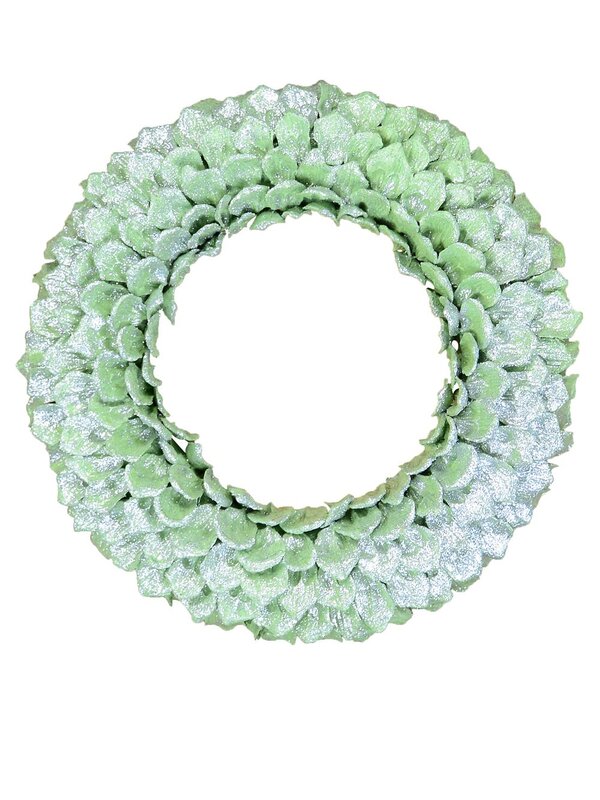 Mint Green Glittered Pine Cone Petal Christmas Wreath - 30cm
