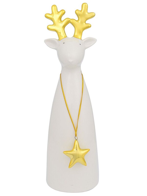 Modern Chic Look Gloss Reindeer Ceramic Christmas Ornament - 16cm