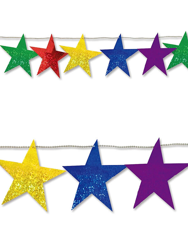 Multi Colour Laser Metallic Star Garland - 2.7m