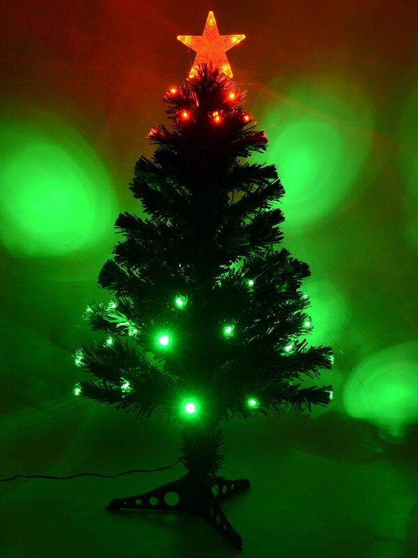 Multi Colour With Bauble Decorations Fibre Optic Tree - 90cm