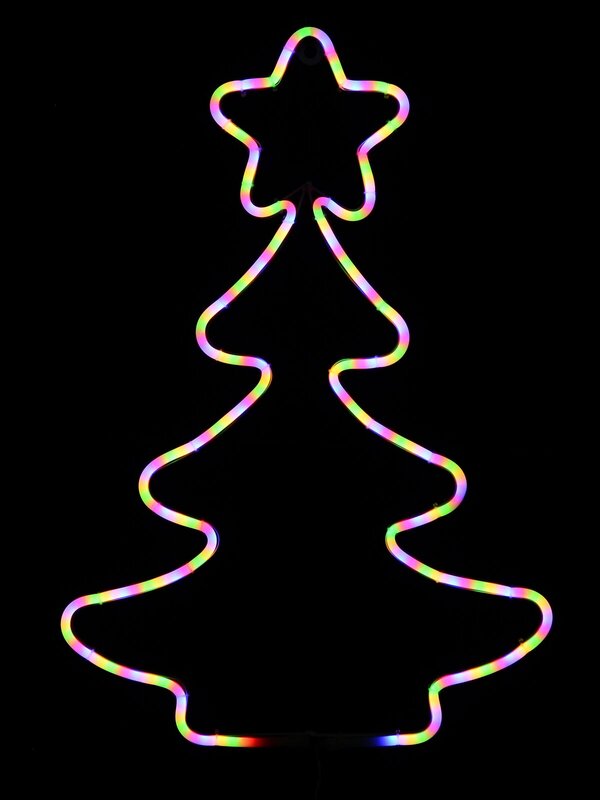 Multi Fluro Colour Christmas Tree Neon Christmas Light Silhouette - 58cm