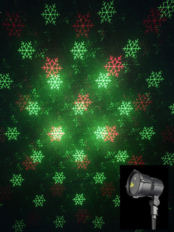 Multi Point Red & Green Christmas Pattern Garden Laser Light - 12m x 12m