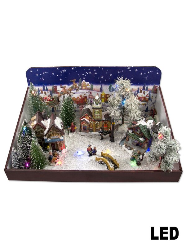 Musical Winter Village Scene LED Illuminated Diorama - 45cm