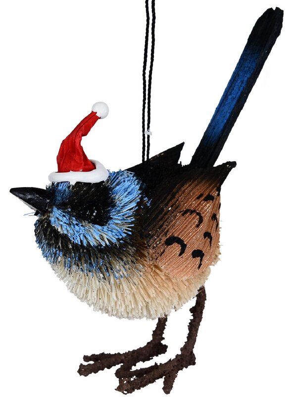 Native Blue Wren Whimsical Organic Australian Ornament | 10cm